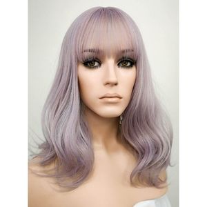 Pastel Purple Wavy Bob Synthetic Wig